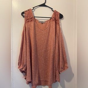 Absolutely famous quarter sleeve open shoulder shirt